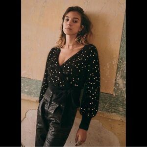 Sézane Maelle Jumper in black/gold size M